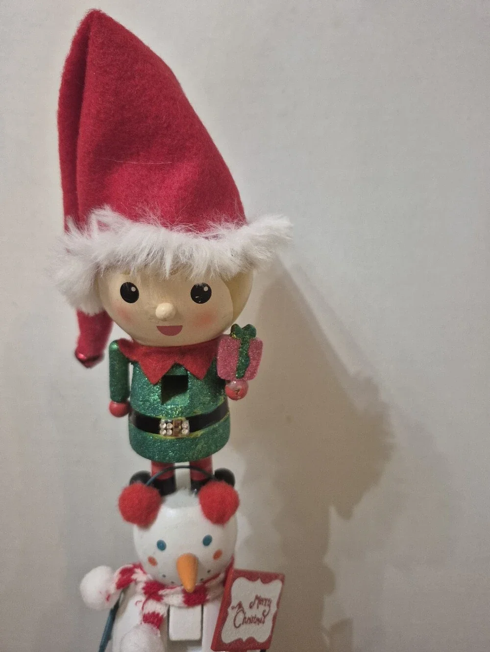 Festive Red and Green Stacked Holiday Nutcracker